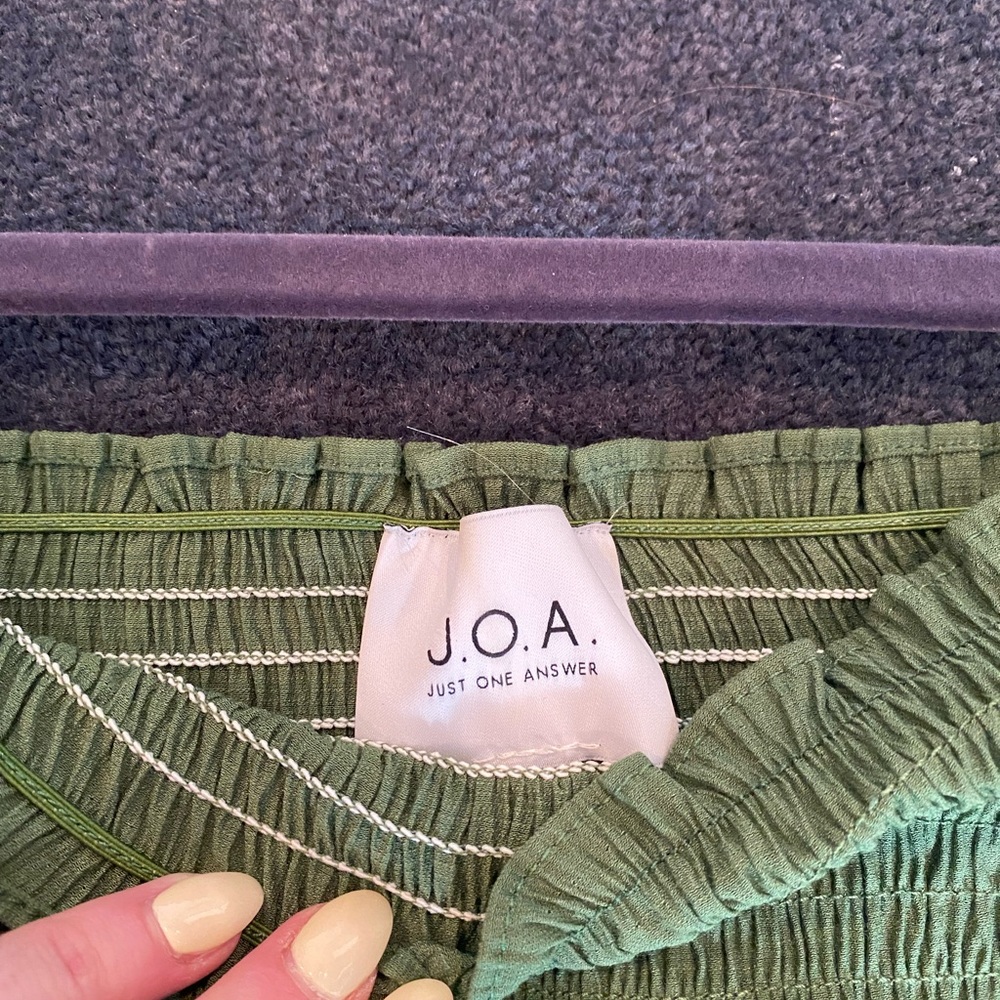 JOA Green Ruched Dress